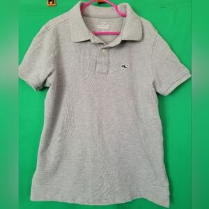 Gray Polo Shirt by Vineyard Vines Signature Whale Logo Boys Size S 8 9 10 Cotton